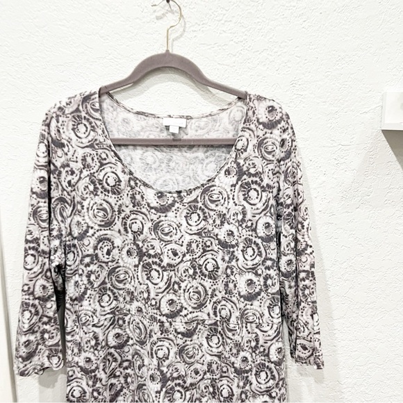 J. Jill Dress Women's XL Gray Floral Abstract A-Line Jersey Knit T-Shirt Dress - Picture 2 of 8